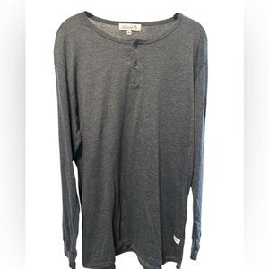 NWT Kinetix Casual Luxury Men’s Black Heather Long Sleeve Henley - Size XXL